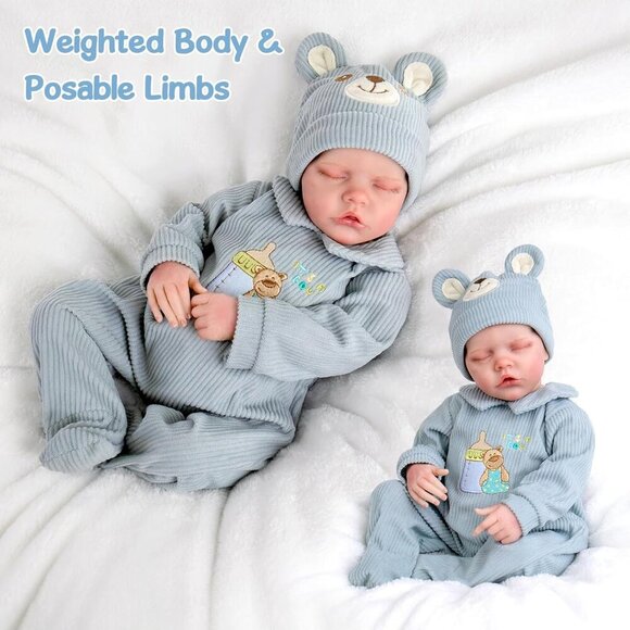 🆕18inch Soft Cloth Body Newborn Baby Poseable Limbs Blue Alijah Doll Baby Boy